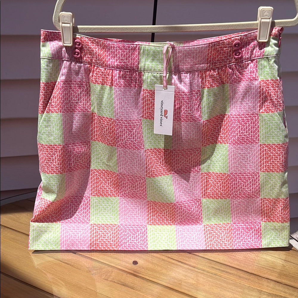 Vineyard Vines Pink and Green Mini Skirt